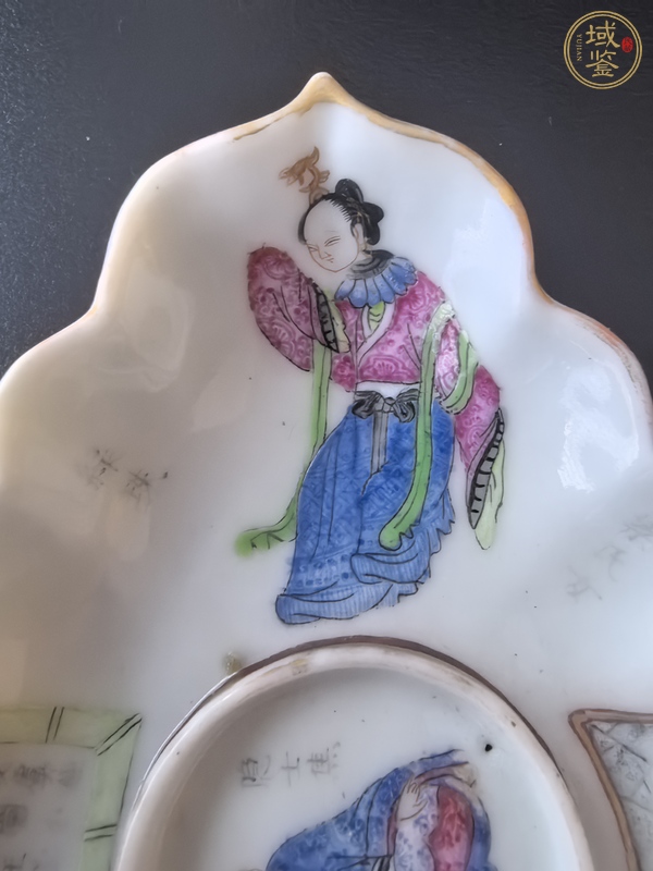 古玩陶瓷粉彩無雙譜人物茶船真品鑒賞圖