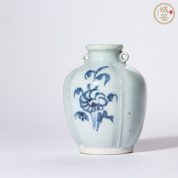 古玩陶瓷青花花卉雙耳罐真品鑒賞圖