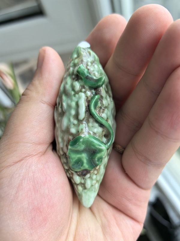古玩陶瓷晚清同治綠釉癩瓜擺件拍賣,當前價格680元