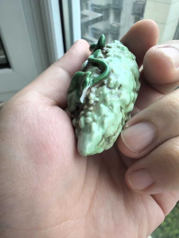 古玩陶瓷晚清同治綠釉癩瓜擺件拍賣,當前價格680元