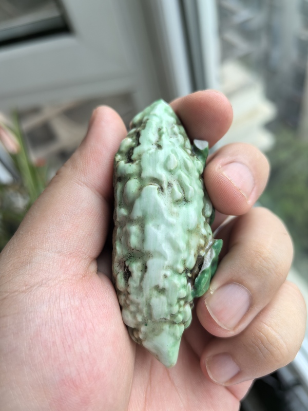 古玩陶瓷晚清同治綠釉癩瓜擺件拍賣,當前價格680元