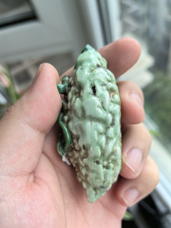 古玩陶瓷晚清同治綠釉癩瓜擺件拍賣,當前價格680元
