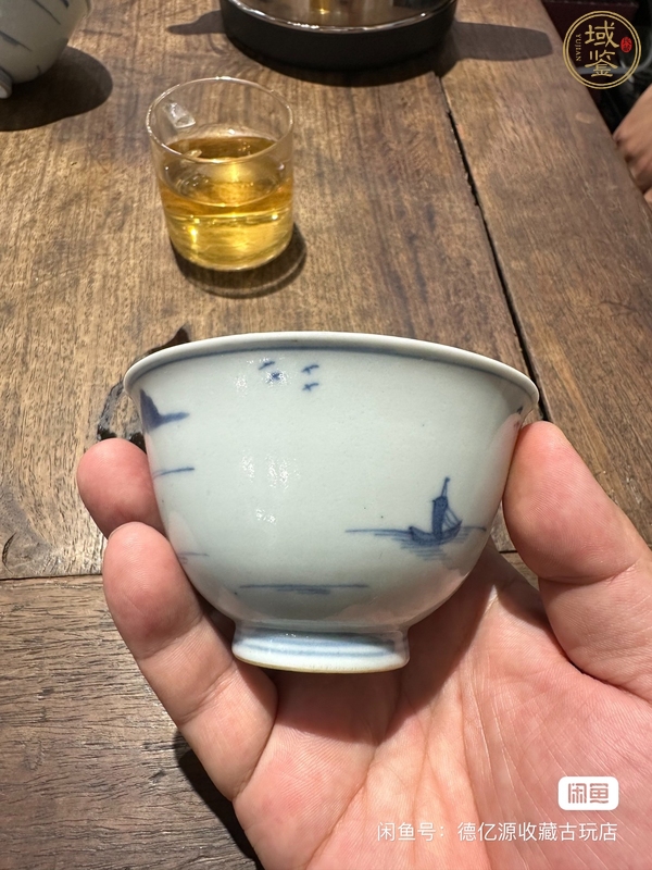 古玩陶瓷青花山水人物杯真品鑒賞圖