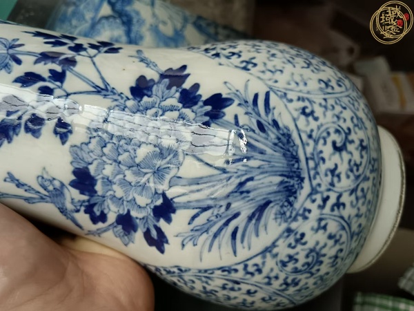 古玩陶瓷青花花卉紋尊真品鑒賞圖