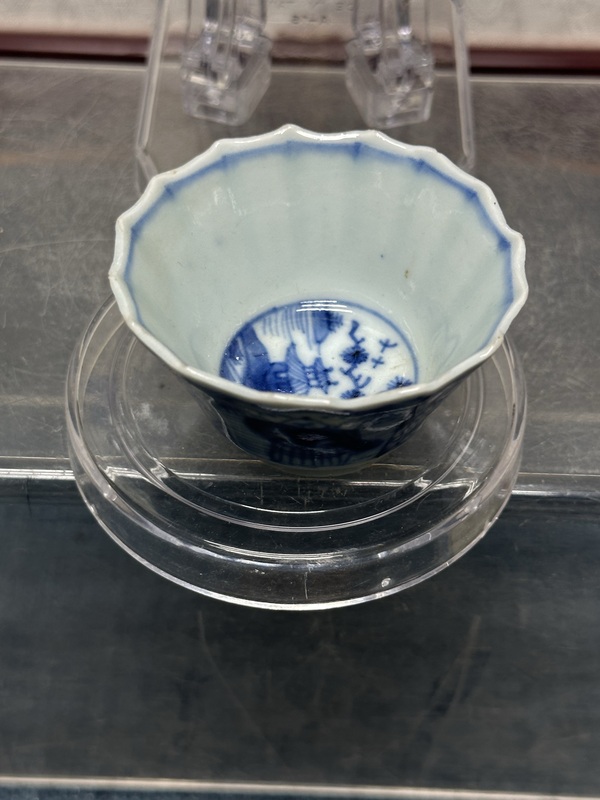 古玩陶瓷清康熙精品青花人物山水花口茶杯碟拍賣,當前價格2690元