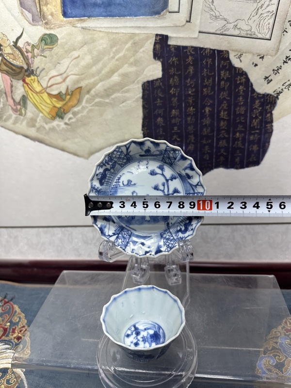 古玩陶瓷清康熙精品青花人物山水花口茶杯碟拍賣,當前價格2690元