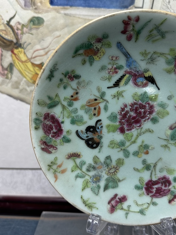 古玩陶瓷清道光精品錦上添花豆青釉盤拍賣,當前價格1400元