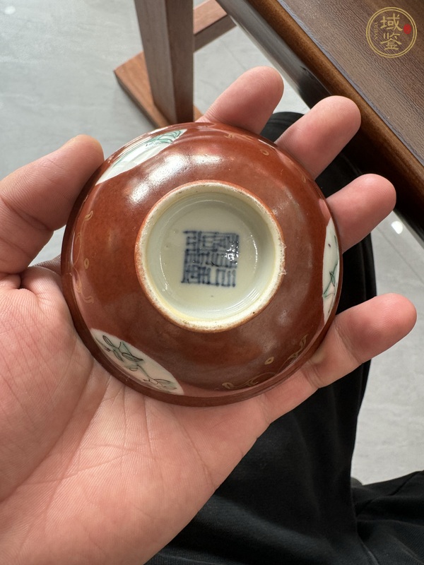 古玩陶瓷醬釉描金花卉紋茶圓真品鑒賞圖