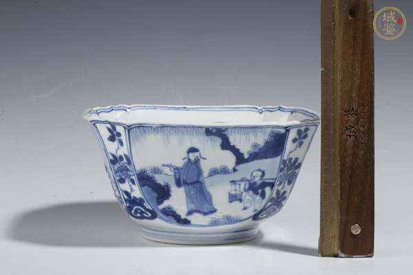 古玩陶瓷青花高士人物紋方碗 真品鑒賞圖