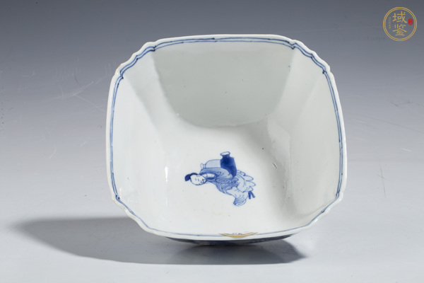 古玩陶瓷青花高士人物紋方碗 真品鑒賞圖