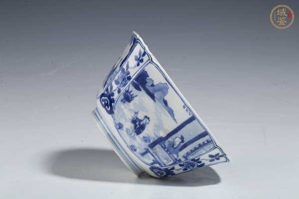 古玩陶瓷青花高士人物紋方碗 真品鑒賞圖