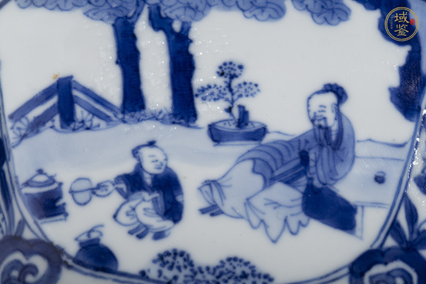 古玩陶瓷青花高士人物紋方碗 真品鑒賞圖