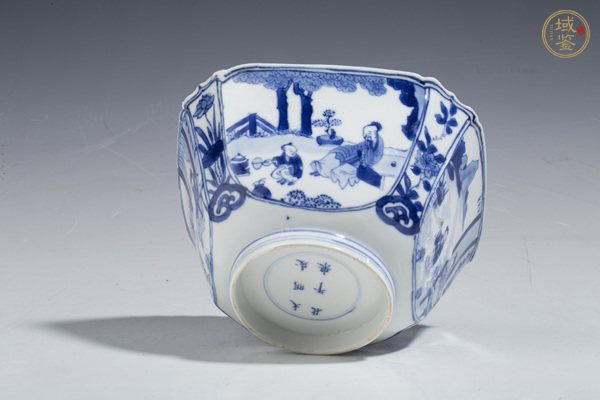 古玩陶瓷青花高士人物紋方碗 真品鑒賞圖