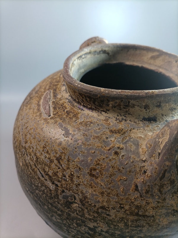 古玩陶瓷唐黃釉雙系罐拍賣,當前價格600元