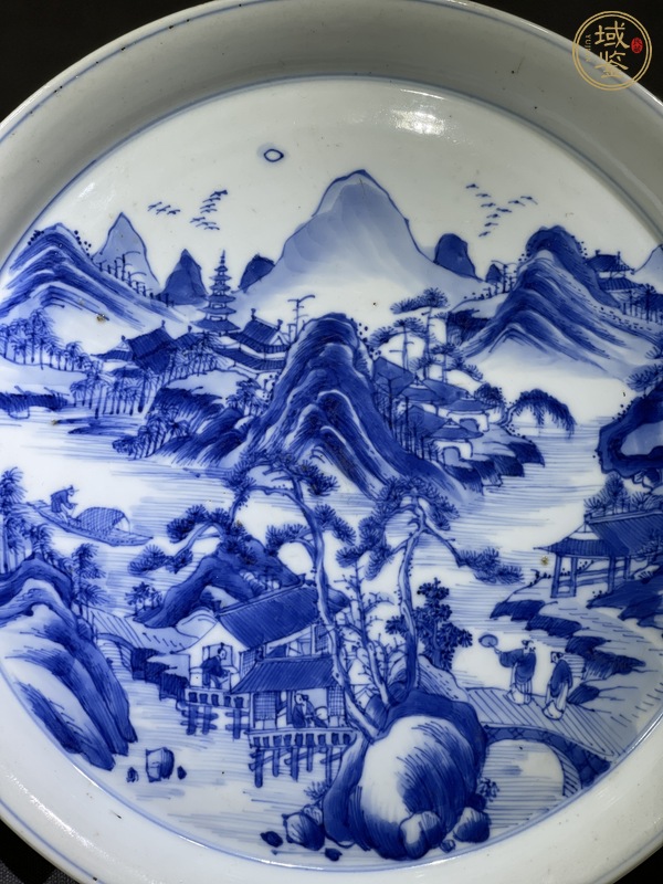 古玩陶瓷青花山水人物紋盤真品鑒賞圖