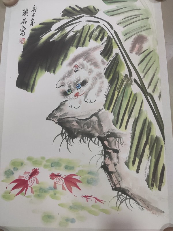 古玩字畫手工托底名家貓王璞石 貓趣拍賣,當前價格188元