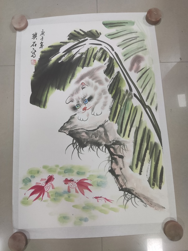 古玩字畫手工托底名家貓王璞石 貓趣拍賣,當前價格188元