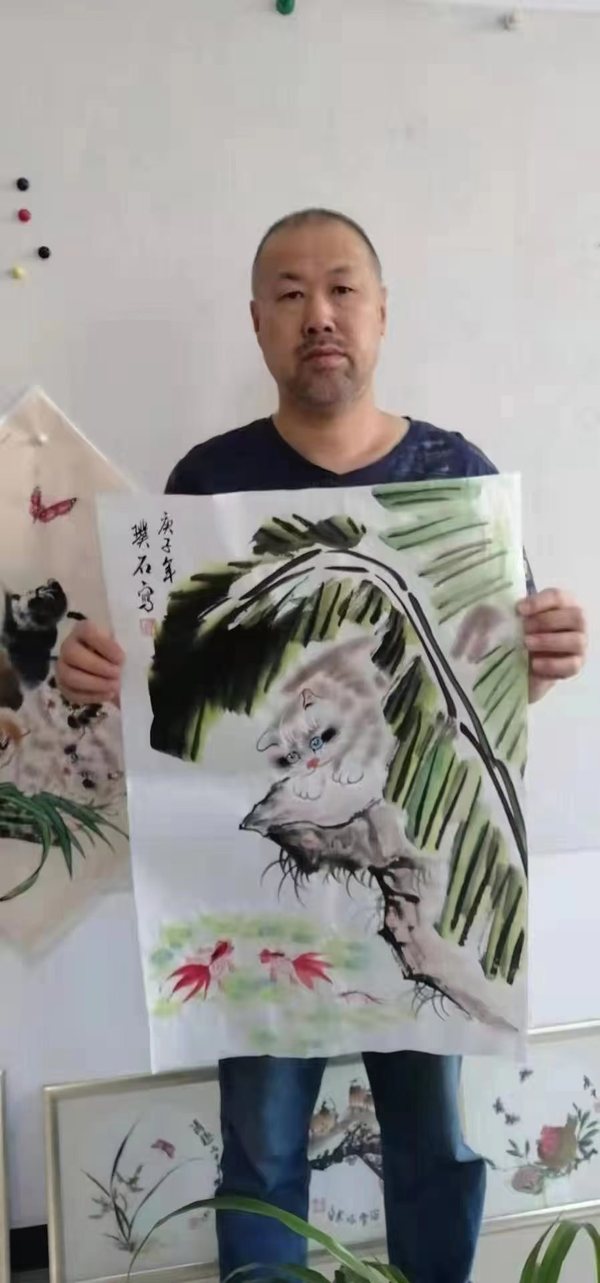 古玩字畫手工托底名家貓王璞石 貓趣拍賣,當前價格188元