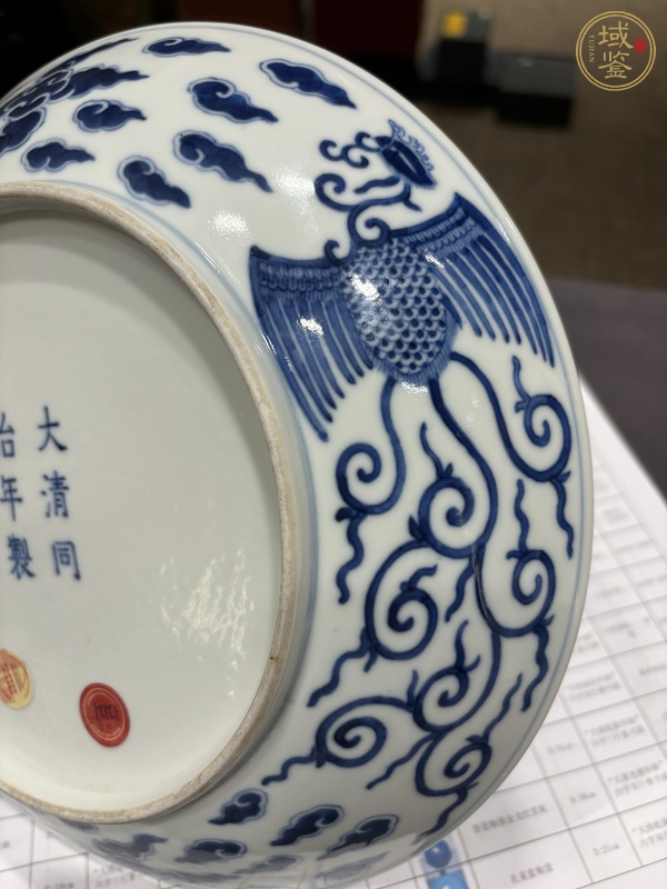 古玩陶瓷青花鸞鳳和鳴紋盤，注意品相真品鑒賞圖