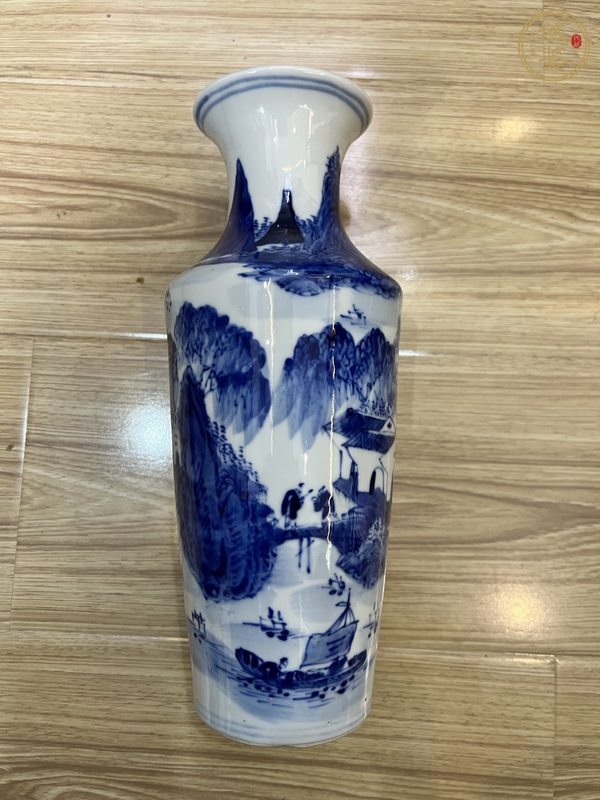 古玩陶瓷山水紋青花瓶真品鑒賞圖