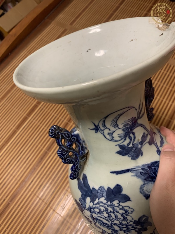 古玩陶瓷豆青釉青花瓶真品鑒賞圖