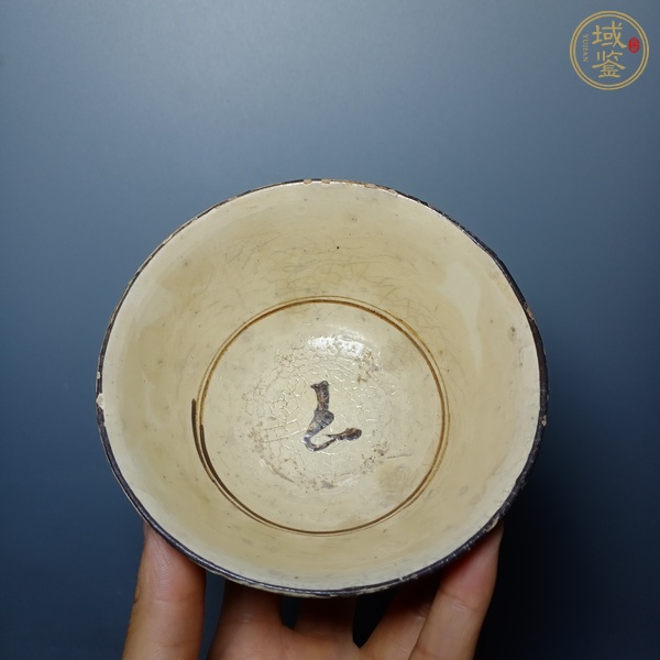 古玩陶瓷磁州窯白地黑花茶碗真品鑒賞圖