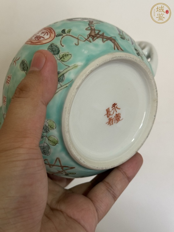 古玩陶瓷花鳥紋粉彩奶壺真品鑒賞圖