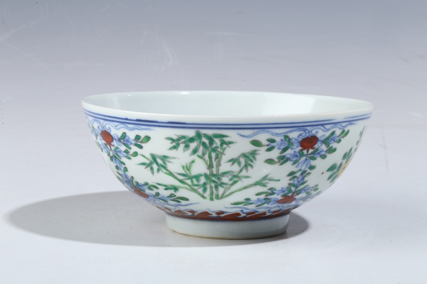 古玩陶瓷青花加彩四季常春碗拍賣,當前價格3500元