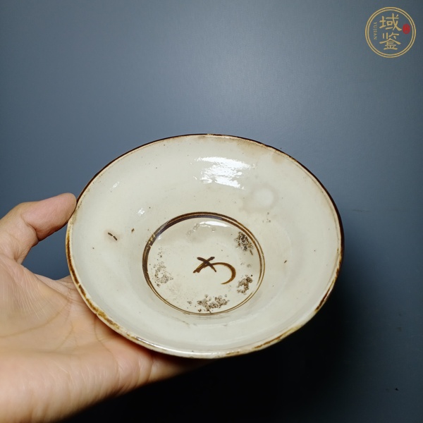 古玩陶瓷磁州窯白地黑花折腰碗真品鑒賞圖