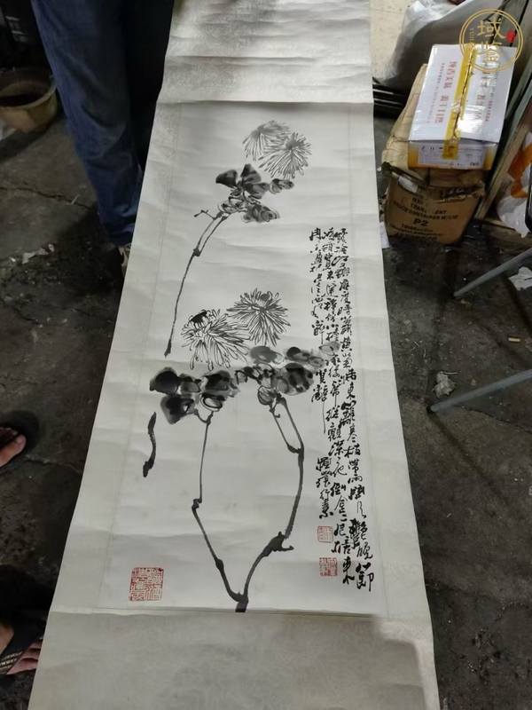 古玩字畫菊真品鑒賞圖