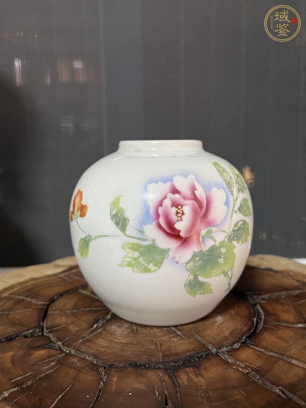 古玩陶瓷粉彩花卉紋茶葉罐真品鑒賞圖