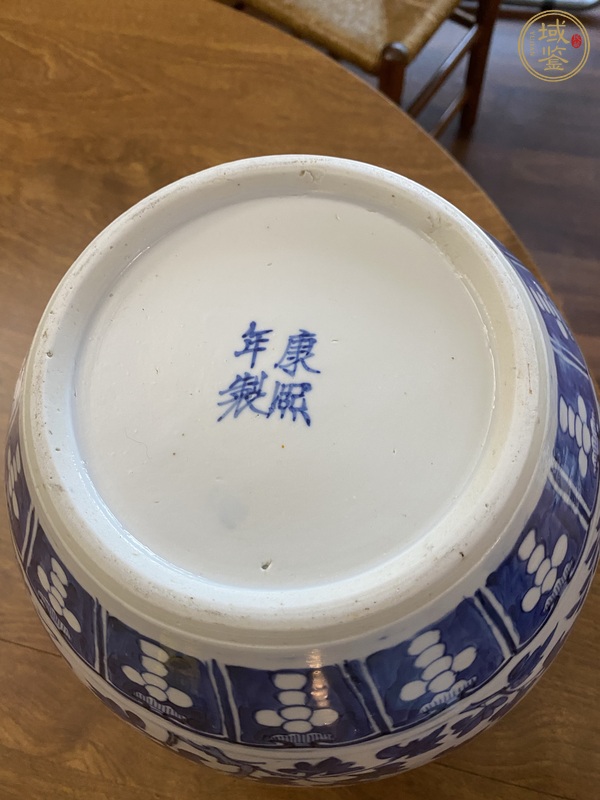 古玩陶瓷花間龍紋青花缸真品鑒賞圖