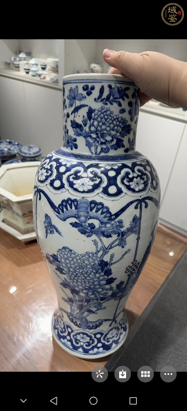 古玩陶瓷三娘教子圖青花瓶真品鑒賞圖