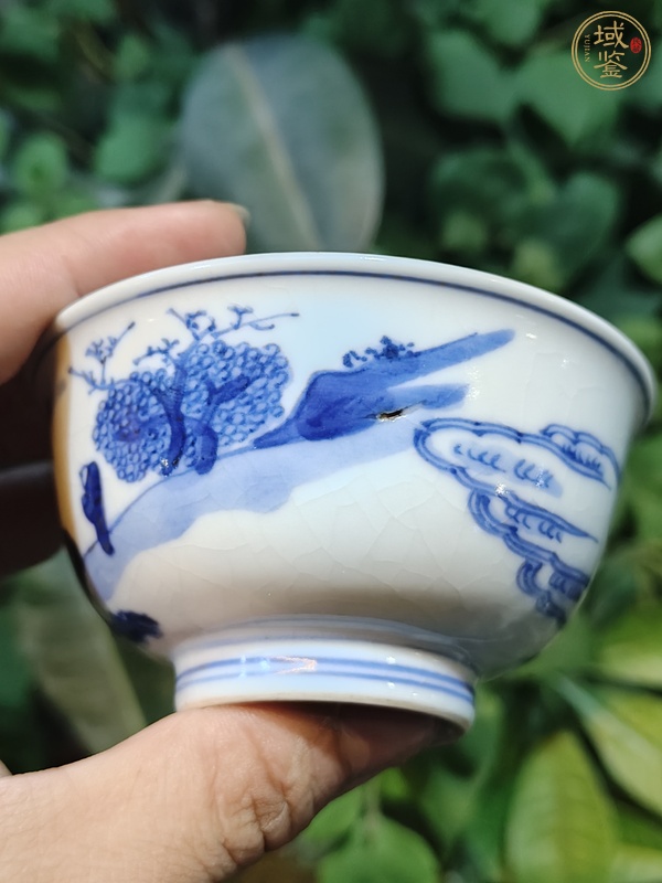 古玩陶瓷青花山水紋小碗（日本）真品鑒賞圖