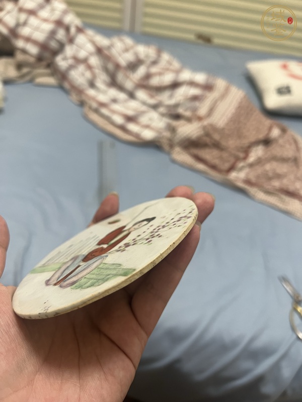 古玩陶瓷粉彩人物紋瓷板真品鑒賞圖