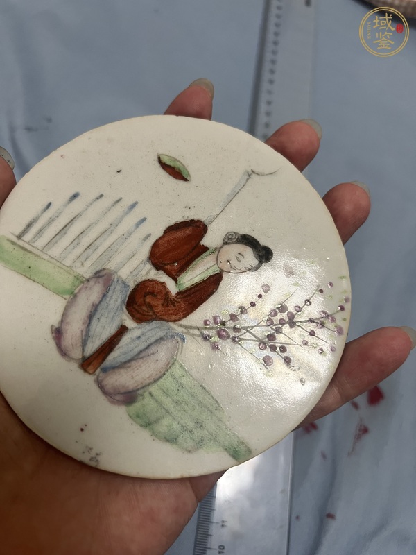 古玩陶瓷粉彩人物紋瓷板真品鑒賞圖
