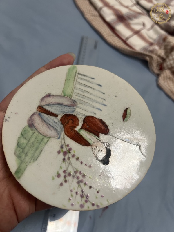 古玩陶瓷粉彩人物紋瓷板真品鑒賞圖