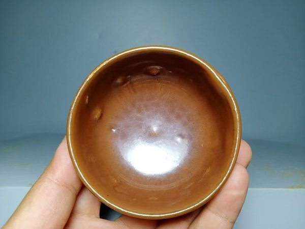 古玩陶瓷磁州窯紫金釉茶杯拍賣,當前價格386元