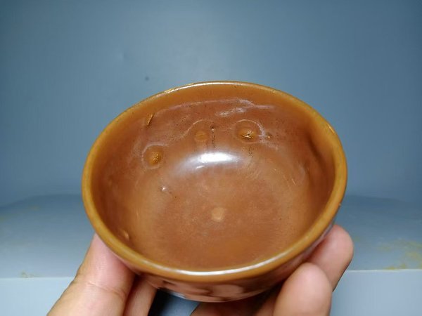 古玩陶瓷磁州窯紫金釉茶杯拍賣,當前價格386元