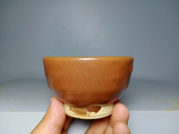 古玩陶瓷磁州窯紫金釉茶杯拍賣,當前價格386元