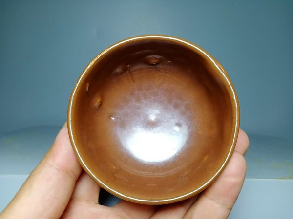 古玩陶瓷磁州窯紫金釉茶杯拍賣,當前價格386元