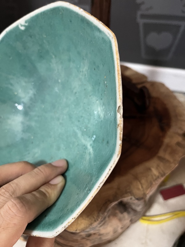 古玩陶瓷晚清粉彩壽桃紋八方貢碗拍賣,當前價格399元