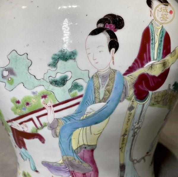 古玩陶瓷仕女紋粉彩將軍罐真品鑒賞圖