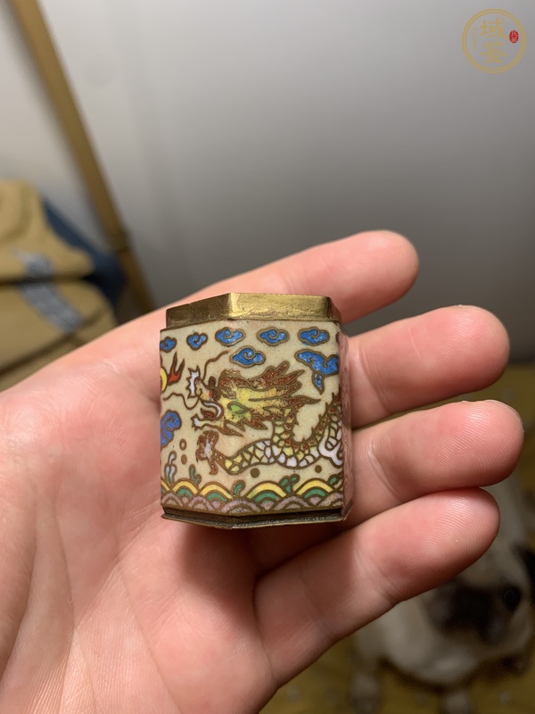 古玩雜項(xiàng)景泰藍(lán)龍紋八卦蓋盒真品鑒賞圖