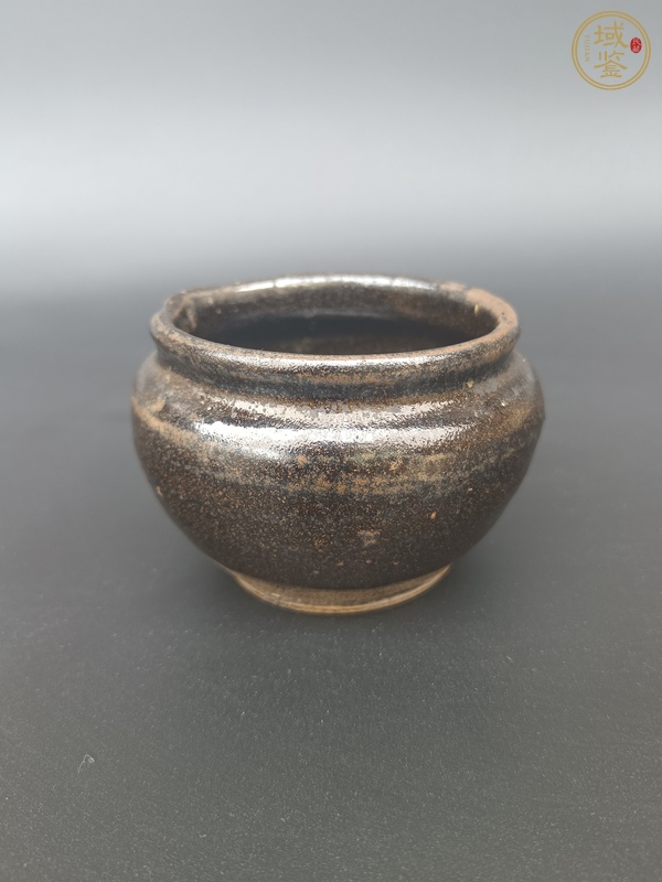 古玩陶瓷磁州窯窯變褐釉茶入真品鑒賞圖