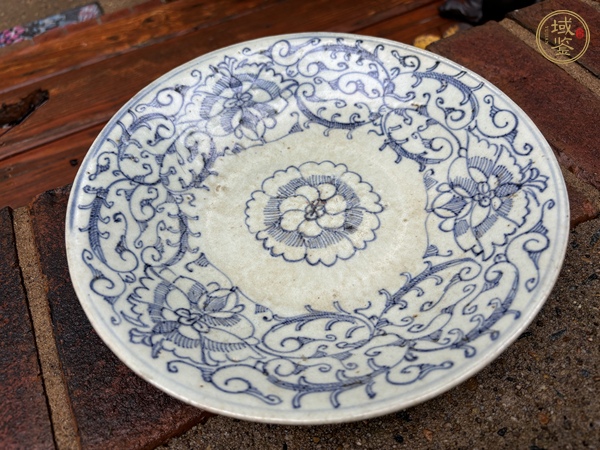 古玩陶瓷青花淡描花卉紋盤真品鑒賞圖