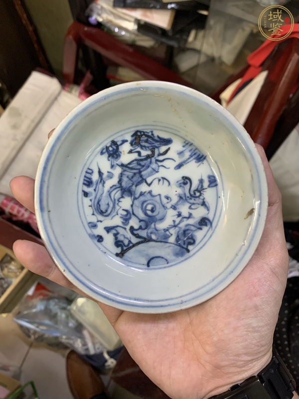 古玩陶瓷明弘治青花花鳥紋盤真品鑒賞圖