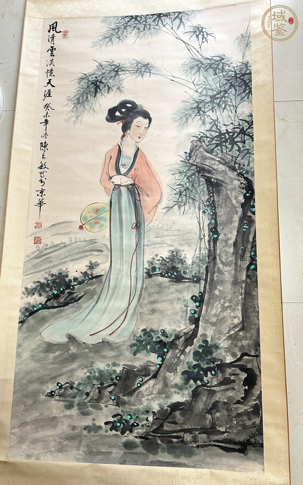 古玩字畫(huà)陳良敏款小寫(xiě)意仕女真品鑒賞圖