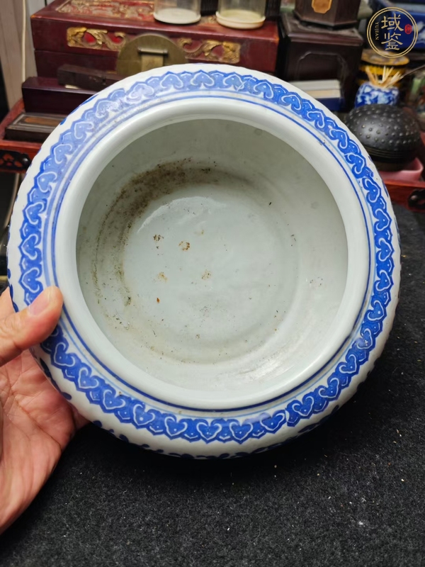 古玩陶瓷花卉紋青花洗真品鑒賞圖