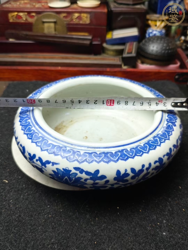 古玩陶瓷花卉紋青花洗真品鑒賞圖